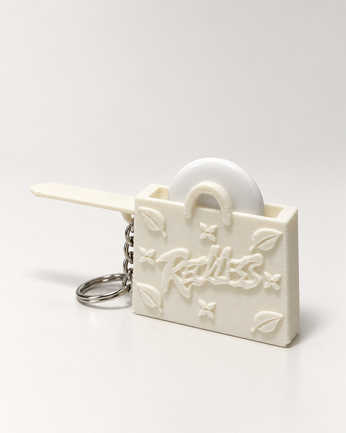 InKeynito Chain AirTag holder keychain - White, AirTag inside