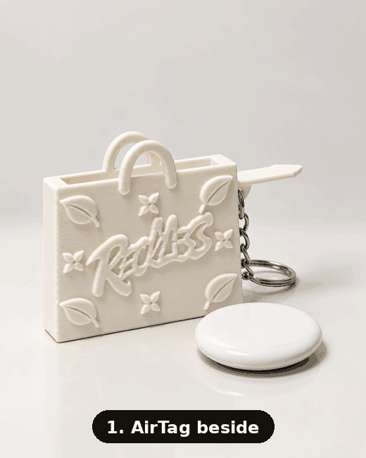 How it works: AirTag slides inside the InKeynito Chain - White