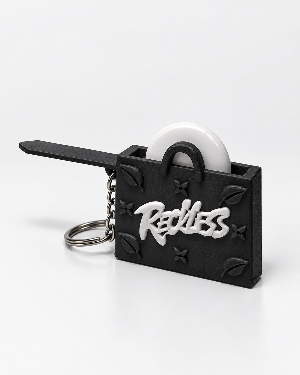 InKeynito Chain AirTag holder keychain - Black and white limited edition, AirTag inside